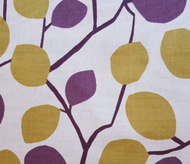 purple green leaf fabric